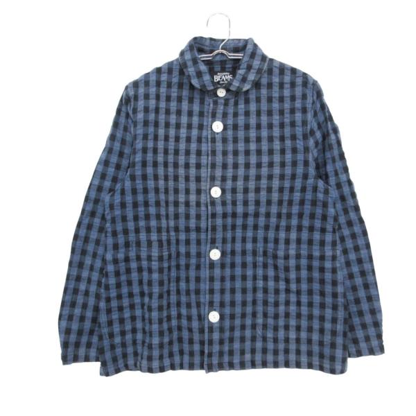 長袖シャツ チェック柄 トップス アウター コットン ネイビー S 【S】 メンズ 【中古】
