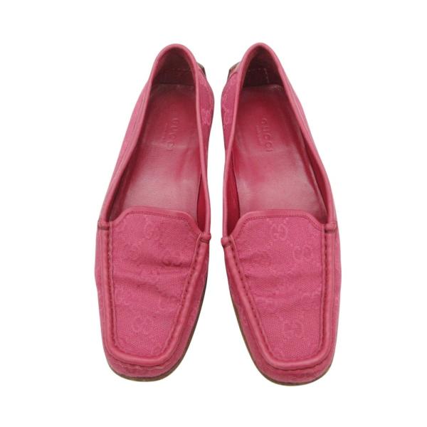 GUCCI グッチ ローファー GG柄 キャンバス スクエアトゥ シューズ 靴 ピンク レディース 【中古】