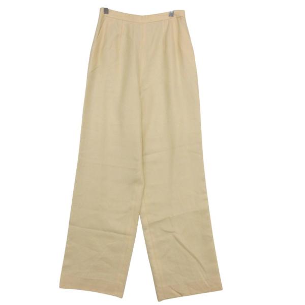 美品 LEONARD レオナール パンツ ワンポイントロゴ ウール シルク 2タック スラックス ワイド