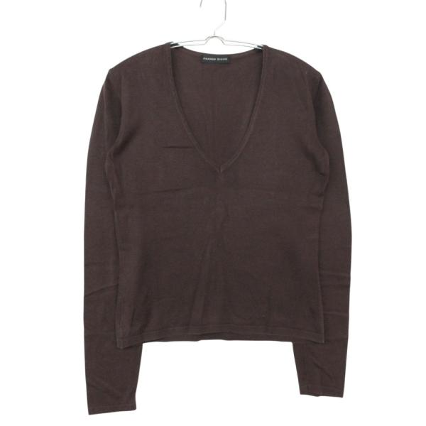FRANCO ZICHE フランコジッケ カットソー Vネック 長袖 トップス コットン ブラウン 40 【L】
