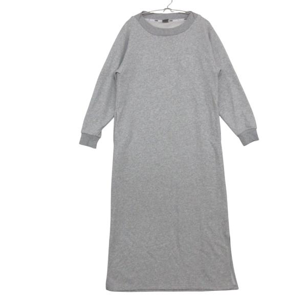PUMA プーマ ワンピース スウェット 長袖 ロング マキシ丈 ロゴ スリット グレー L 【L】