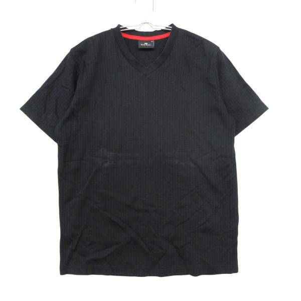 Paul Smith ポール・スミス 半袖Ｔシャツ カットソー リブ Vネック コットン 無地 ブラック M 【M】