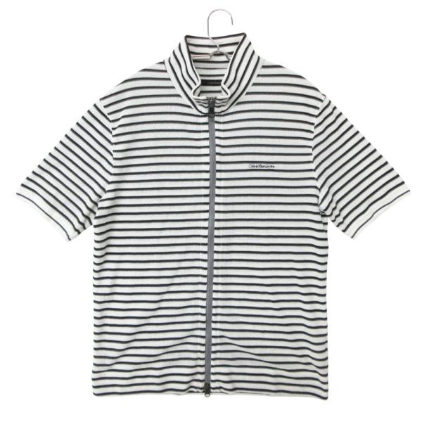Calvin klein Jeans カルバンクラインジーンズ 半袖Ｔシャツ ジップアップ ボーダー コットン混
