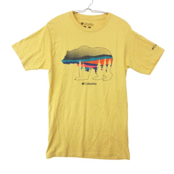 Columbia コロンビア 半袖Ｔシャツ コットン100％ プリントT マスタードイエロー S メンズ 【中古】