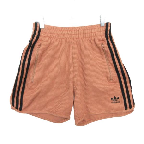 adidas アディダス ショートパンツ ニット ショーツ ライン ロゴ ピンクブラウン レディース