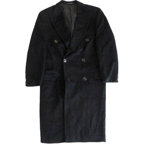 COLOMBO カシミヤ100% ダブルブレスト チェスターコート ネイビー L COLOMBO（コロンボ） カシミヤ100％ ダブルブレスト チェスターコート