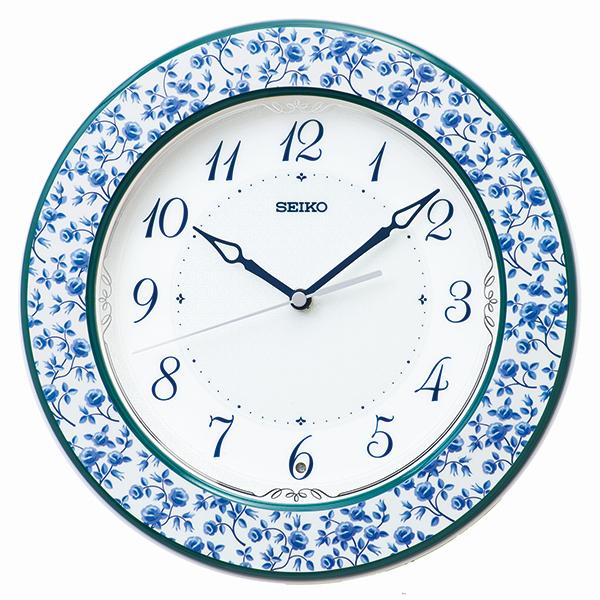 セイコー 電波時計 掛け置き兼用 KX266L 青花模様 新品 SEIKO 木枠 掛け置き兼用 白 青花模様 電波クロック KX266L : 時計と