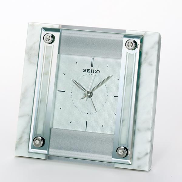 SEIKO 置時計 大理石　QK737W SEIKO 白 天然 大理石枠 装飾カットガラス 置時計 QK737W : 時計と雑貨