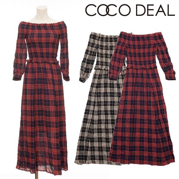 即日発送 Cocodeal ココディール チェック柄シャーリングオフショルロングワンピース 18aw新作 あすつく 通販 Fodsg Ru Index Php