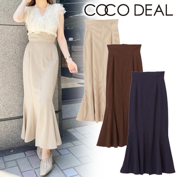 ココディール グレンチェックセミマーメイドスカート 