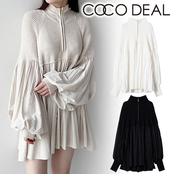 SOLD OUT】COCODEAL ココディール ハーフジッププリーツドッキング 