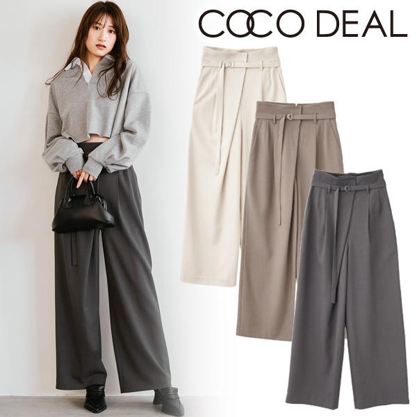 ココディール GWも即日発送/COCODEAL アシメタックワイドパンツ ココディール GWも即日発送/COCODEAL アシメタックワイドパンツ
