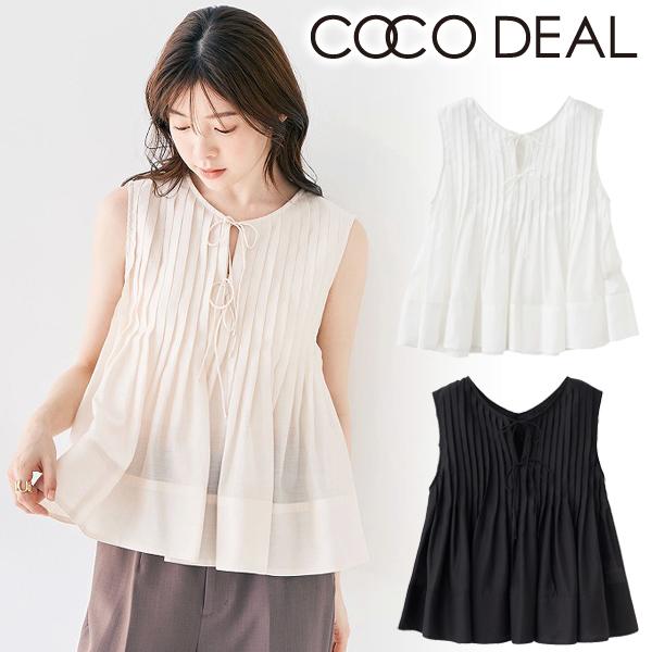ココディール 即日発送/COCODEAL タックペプラムシアーブラウス