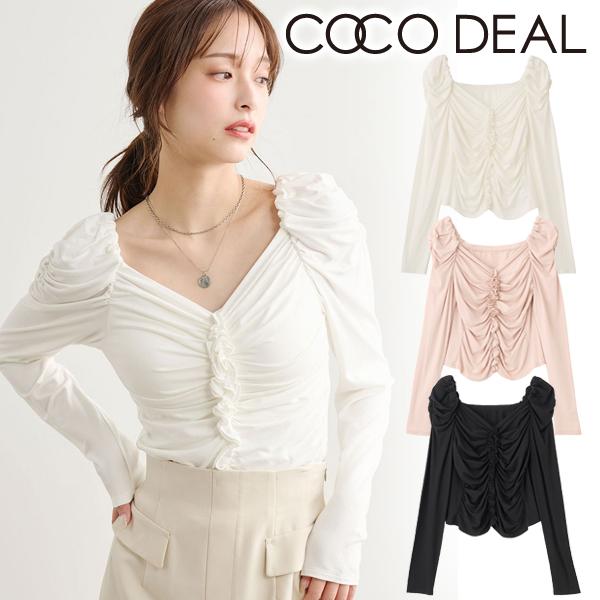 【すすすす】COCODEAL フリルドレープトップス ブラック ココディール（COCO DEAL） 【SOLD OUT】COCODEAL フリルドレープ