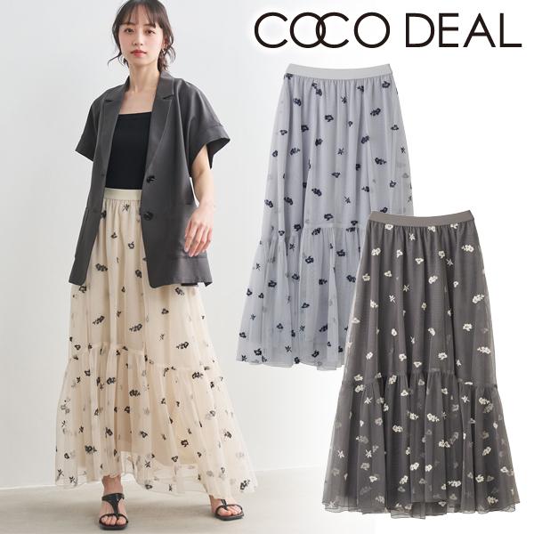 ココディール　フラワー刺繍チュールスカート ココディール（COCO DEAL） ＼SALE50%OFF／即日発送(火曜除く