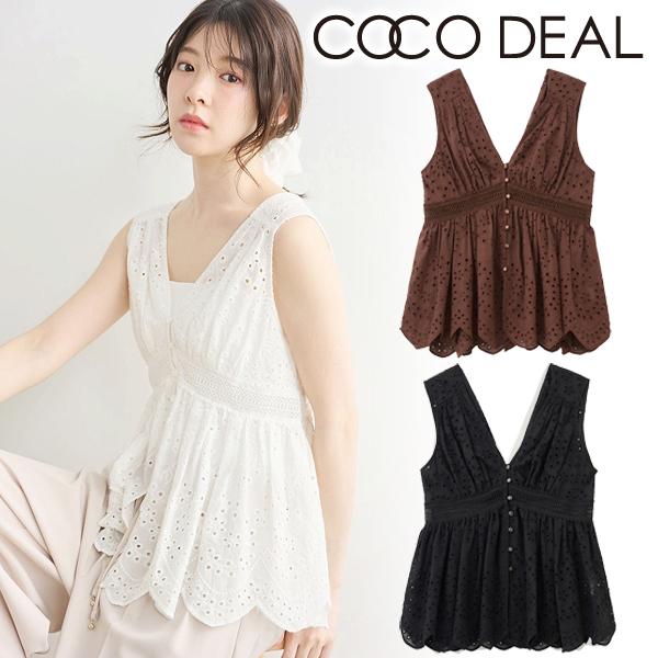 土日祝も即日発送/COCODEAL ココディール シュシュセットエンブロイダリーペプラムトップス 76518008 26FW 2026秋冬 キャンセル返品不可