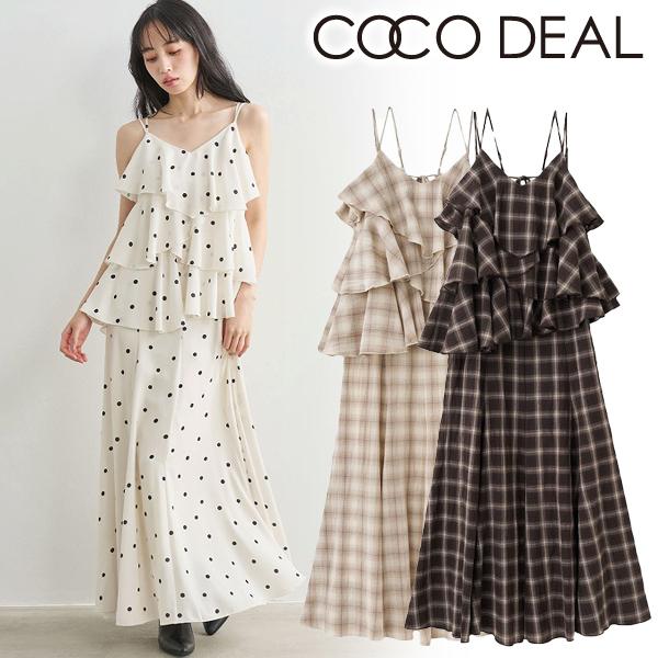 1〜3日以内に発送/COCODEAL ココディール ラッフルフレアキャミワンピース 76615257 2026秋冬 キャンセル返品不可