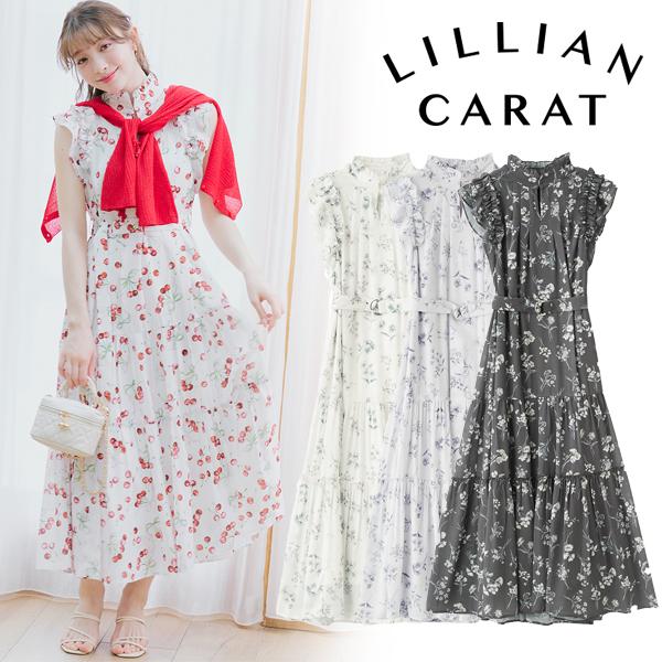 LILLIAN CARAT バリエーションプリントティアードワンピース