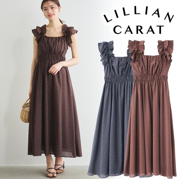 【新品】リリアンカラット　箔ドットプリントフリルギャザーワンピース 箔ドットプリントフリルギャザーワンピース｜PETAL ONLINE