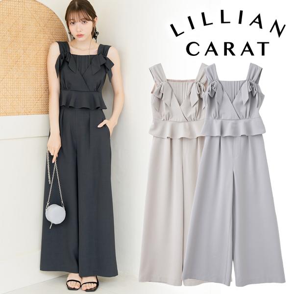 即日発送/LILLIAN CARAT リリアンカラット リボンペプラムトップス