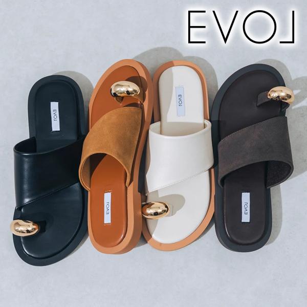 ＼期間限定10%OFF／即日発送/EVOL イーボル  メタルリングフラットトングサンダル JA5964  2026春夏