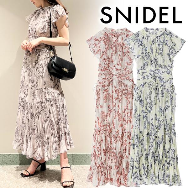 プリーツオーナメントプリントワンピース/スナイデル スナイデル プリーツオーナメントプリントワンピース