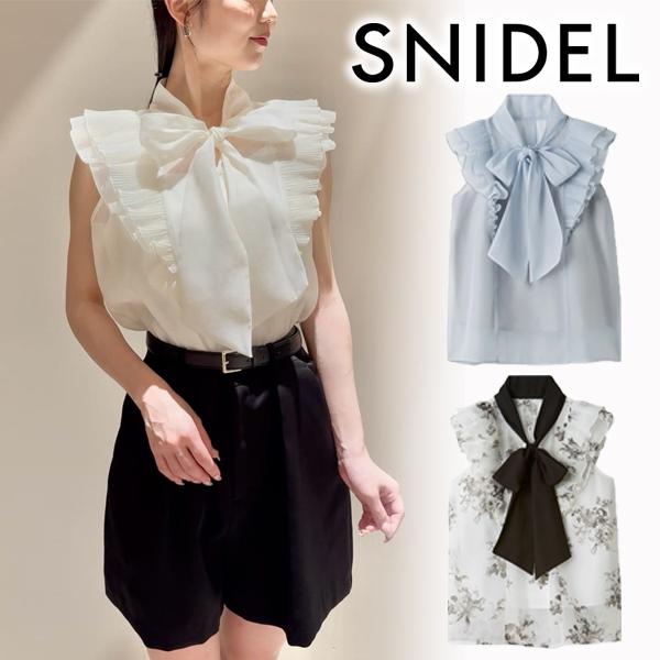 SNIDEL - 【SNIDEL】ボウタイジレブラウス スナイデル SNIDEL ノースリボウタイブラウス （IVR