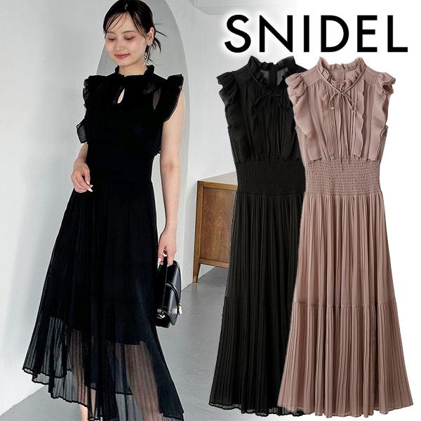 SNIDEL シアープリーツウエストワンピース Sustainableシアープリーツウエストワンピース（ワンピース