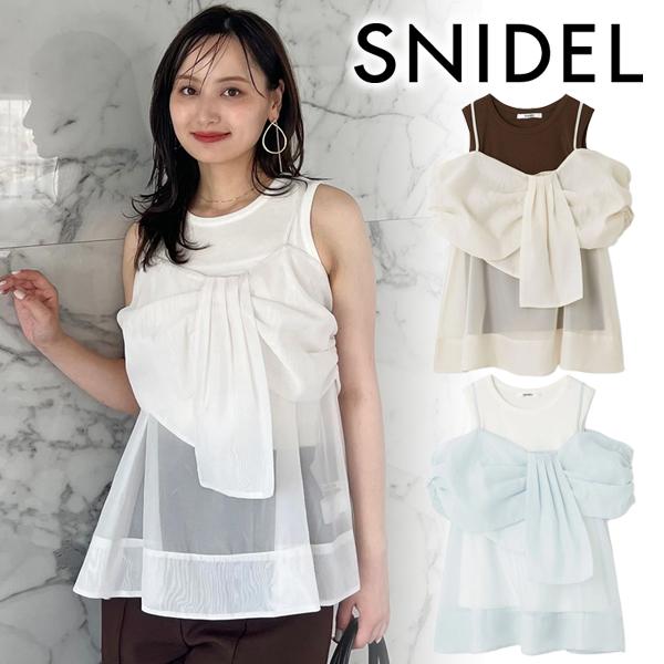 SNIDEL デザインブラウスSETノースリカットソー ブルー デザインブラウスSETノースリカットソー（Tシャツ/カットソー