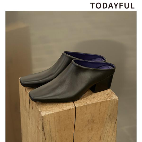 【新品未使用】todayful /Squaretoe Leather Sabot TODAYFUL 即日発送(火曜除く)/TODAYFUL トゥデイフル Squaretoe