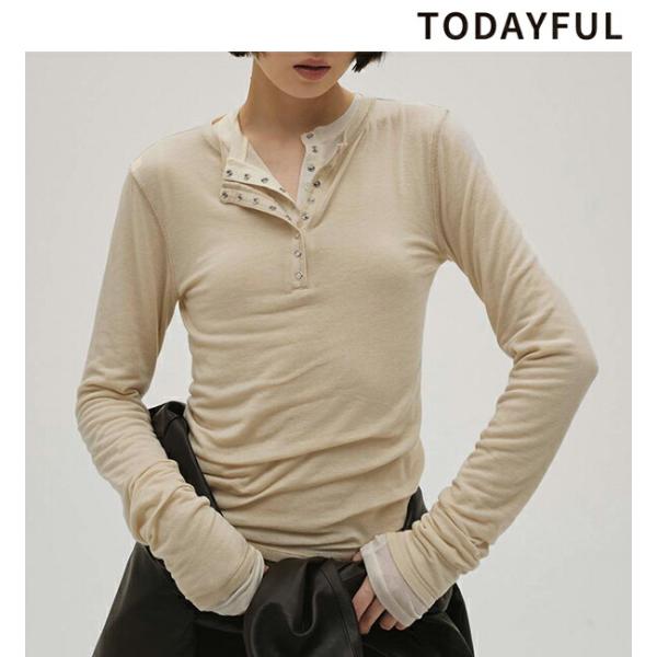 TODAYFUL 【SOLD OUT】TODAYFUL トゥデイフル Henleyneck Soft Tops