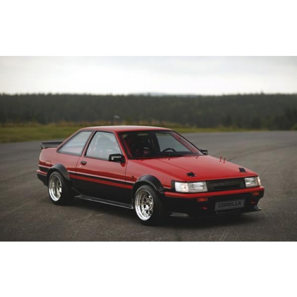 絵画風 壁紙ポスター (はがせるシール式) トヨタ AE86 GT-APEX 後期型 カローラレビン 1987年 キャラクロ AE86-004W2(ワイド版 603mm×376mm)＜日本製＞