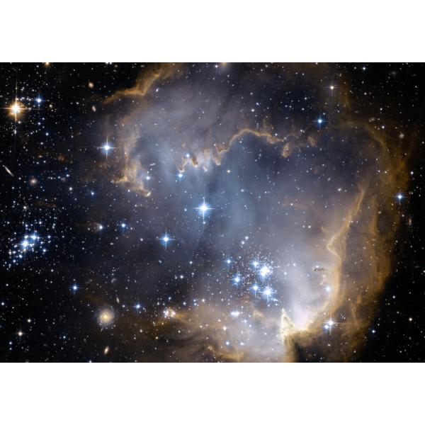 絵画風 壁紙ポスター (はがせるシール式) 星の競演 ngc 602 小マゼラン雲 散開星団 みずへび座 銀河 キャラクロ GLXY-018A2(A2版 594mm×420mm)＜日本製＞