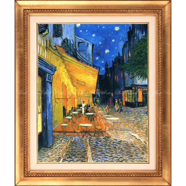 絵画風 壁紙ポスター【フルサイズ版】 フィンセント ファン ゴッホ 夜のカフェテラス 【額縁印刷】 キャラクロ K-GOH-007SGH2(500mm×594mm)＜日本製＞