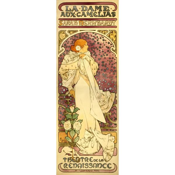 絵画風 壁紙ポスター【フルサイズ版】 アルフォンス・ミュシャ 椿姫 the-lady-of-the-camellias 1896年 キャラクロ K-MCH-016S2(290mm×815mm)＜日本製＞