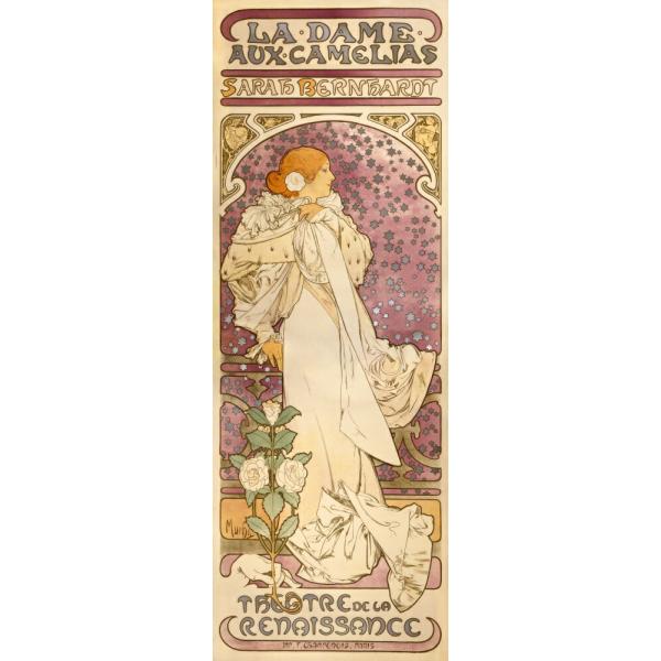 絵画風 壁紙ポスター【フルサイズ版】 アルフォンス・ミュシャ 椿姫 the-lady-of-the-camellias 1896年 キャラクロ K-MCH-048S2(291mm×815mm)＜日本製＞