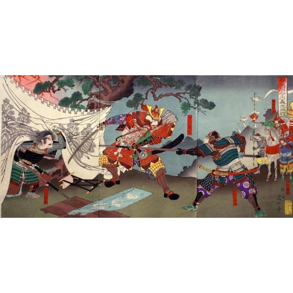 絵画風 壁紙ポスター【フルサイズ版】 桶狭間 今川義元 血戦 桶狭間の戦い 織田信長 キャラクロ K-SGJ-001S2(603mm×290mm)＜日本製＞