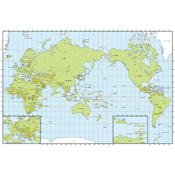 絵画風 壁紙ポスター (はがせるシール式) 世界地図 メルカトル図法 キャラクロ WMP-006S2(603mm×404mm)＜日本製＞