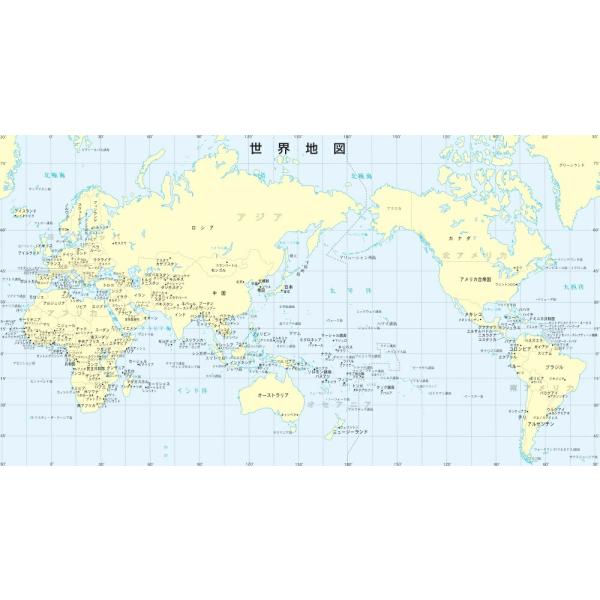 絵画風 壁紙ポスター (はがせるシール式) 世界地図 メルカトル図法 キャラクロ WMP-010S1(1043mm×576mm)＜日本製＞