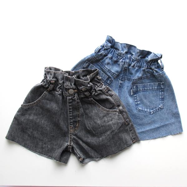 SALE 30%OFF ショートパンツ ボトム デニム Ocean & Ground デニムフレアショートパンツ ブラック ケミカルウォッシュ 120cm 140cm 子供服 子ども服 2025SP