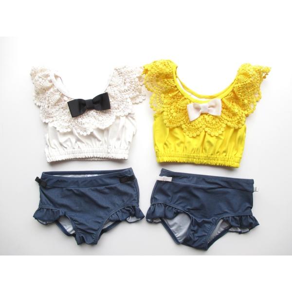 SALE 51%OFF 水着 スイムウェア Ampersand Girl'sセパレート水着 アイボリー イエロー 100cm 110cm 2018SS