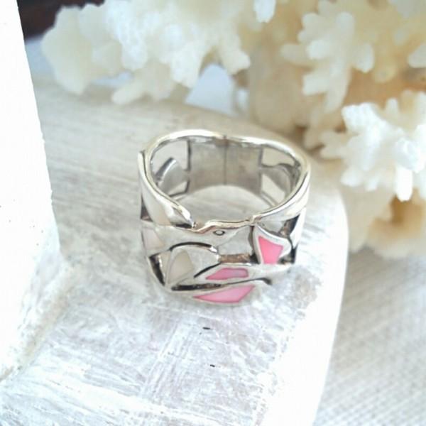 透かし シェル 鳥 シルバーリング 7号 シルバー925 バード 指輪