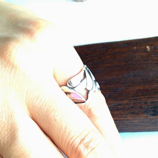 透かし シェル 鳥 シルバーリング 7号 シルバー925 バード 指輪