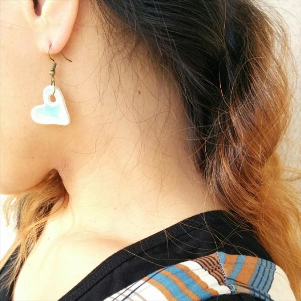 ハンドメイドピアス セラドン焼き 2デザイン ナチュラル セラミック