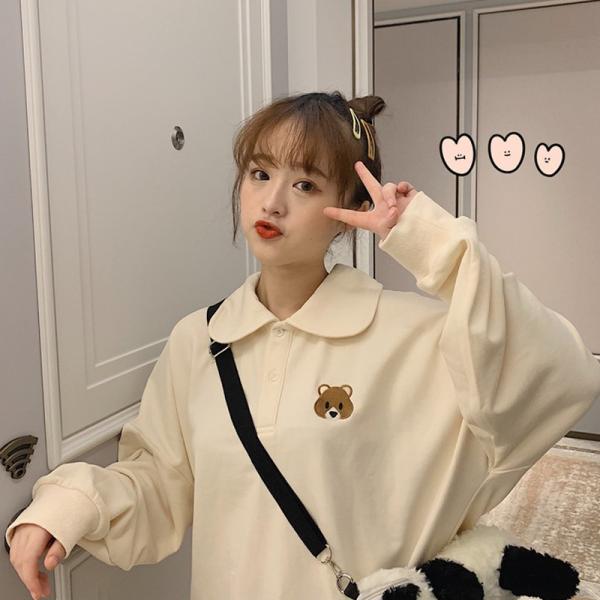 ビッグカラーブラウス 襟が可愛いブラウス 韓国 21 春 ビッグカラー シャツ オルチャン 熊 キャラクター レディース ポロシャツ Polo 長袖 刺繍 カートン Buyee 日本代购平台 产品购物网站大全 Buyee一站式代购 Bot Online