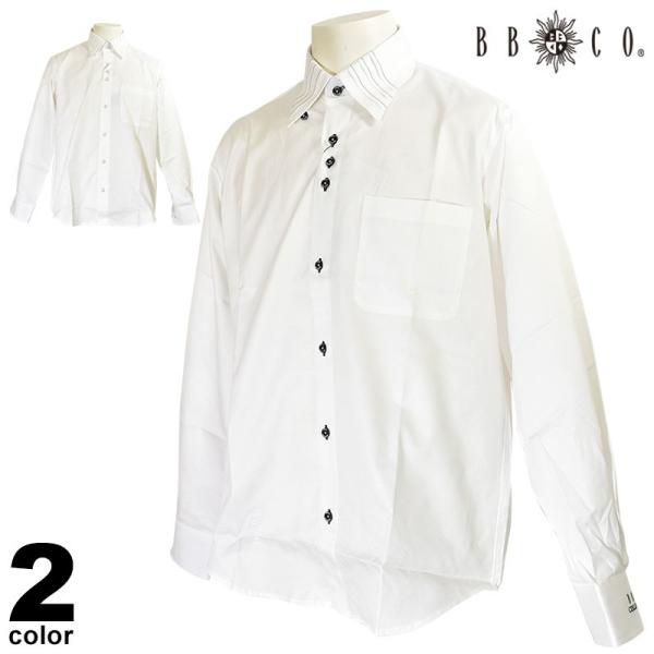 ビビコ co 長袖カジュアルシャツ メンズ 毎日続々入荷 19秋冬 刺繍 95 1108 12 ロゴ 二枚衿
