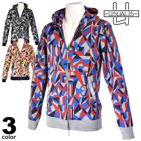 USUALIS（ウザリス） セール 60%OFF 長袖 ニット パーカー メンズ 秋冬