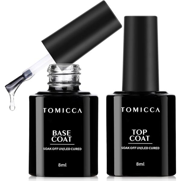 トップコート ベースコート ジェルネイル 8ml 2本セット ノンワイプ 拭き取り不要 大容量 (トップコート＆ベースコート)
