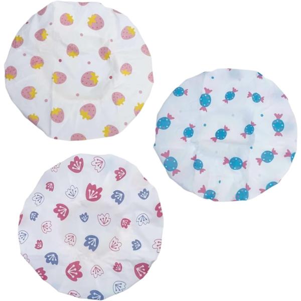 バリエーションコード : 2B298P9TNV・お風呂で髪を濡らしたくない時や洗顔の時に邪魔な髪をまとめるのに便利なシャワーキャップです。キュート＆ポップな柄でバスタイムを楽しく＊・便利な3枚セットor6枚セットなので交互に使えて便利。可愛...
