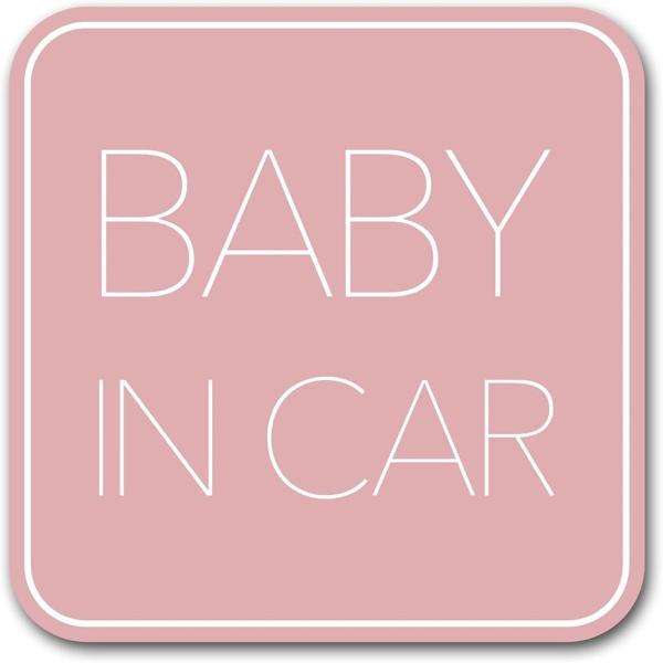 他サイト： ベビーインカー マグネット Baby in car 赤ちゃん乗ってます(ピンク)の商品画像